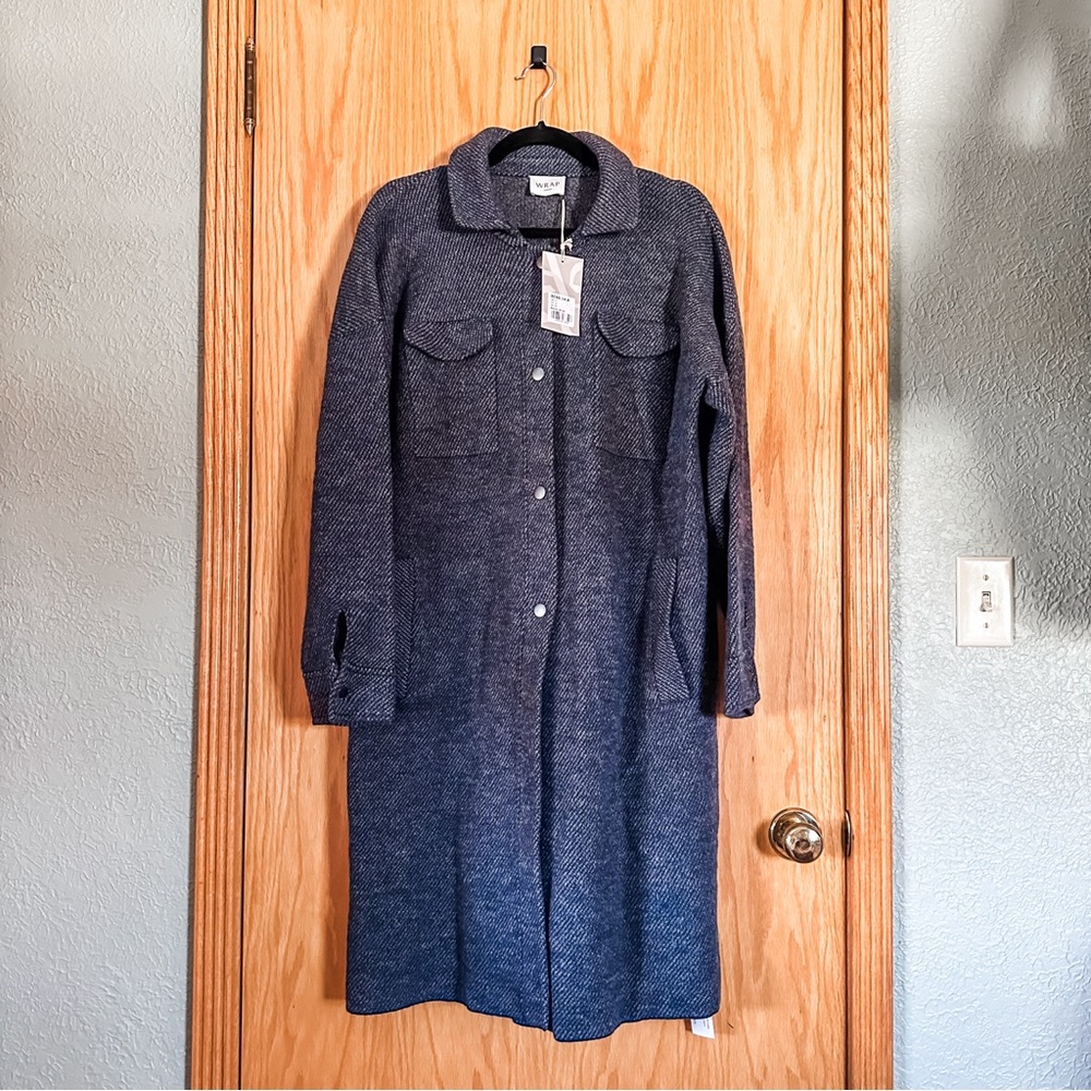 NWT [wrap london] heather navy shacket